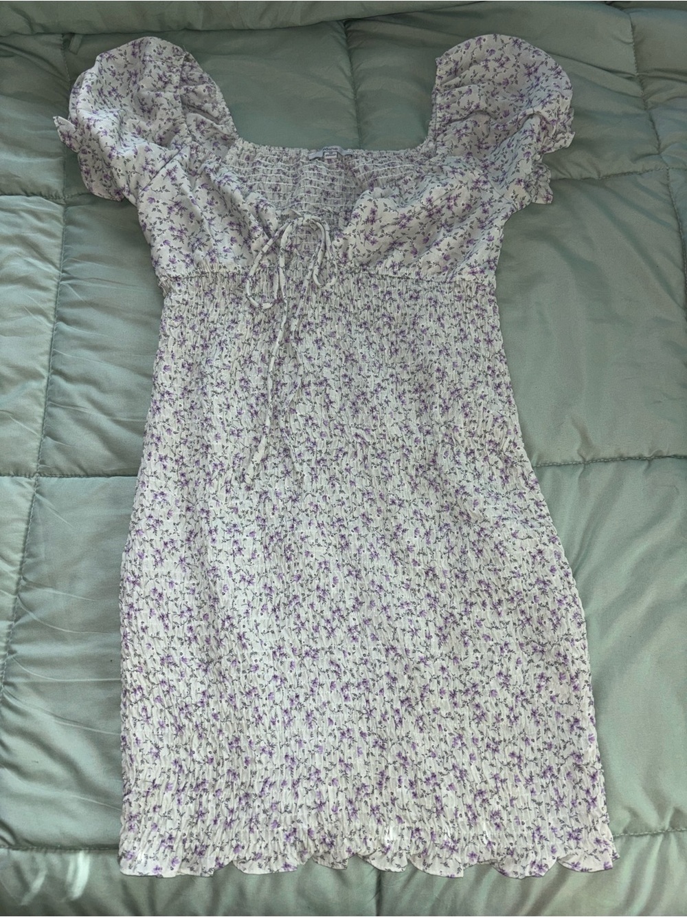 Lavender and Mint Green Floral Mini Dress